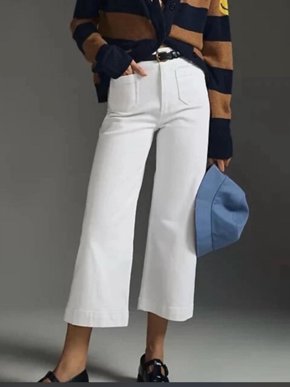 Anthropologie Pilcro The Skipper White Wide Leg Cropped Jeans